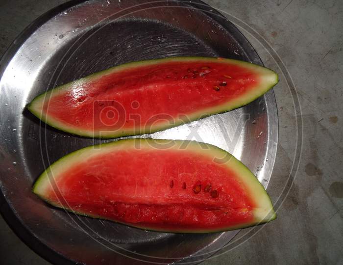 Sliced watermelon on the plate