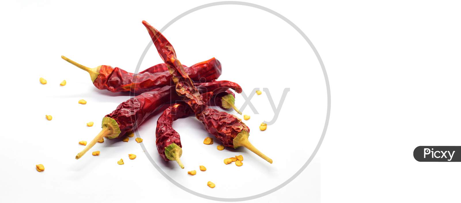 Dried organic red chilies with seeds