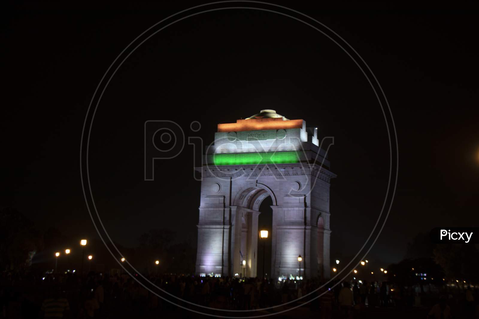 India Gate New Delhi India Dark Night View