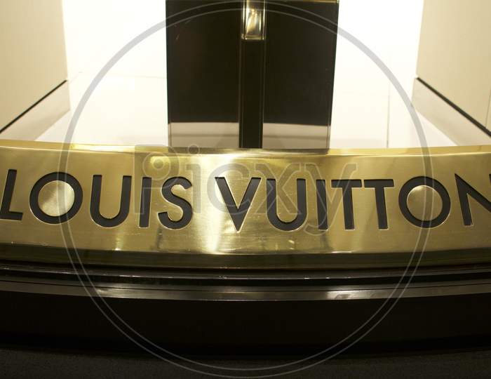 Louis Vuitton Inscription On A Golden Metal Plate