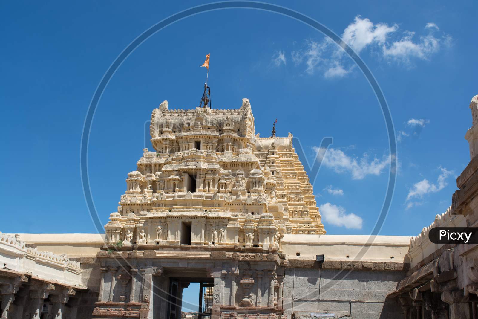 View Of The Temple Tower Of Virupaksha Temple At Hampi, India