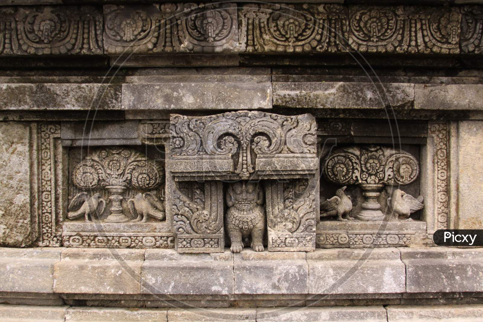 Hindu Motif Animals At Prambanan Hindu Temple