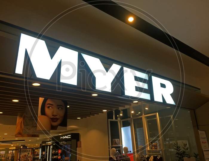 Illuminated Myer Store Sign In Moorachydore
