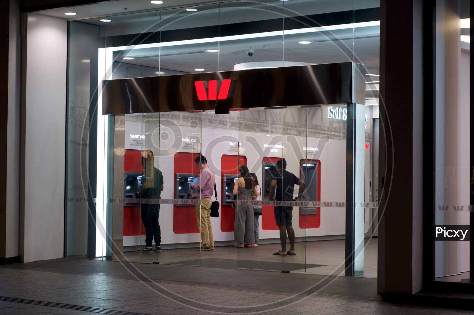 People At Westpac Bank Using Atm'S