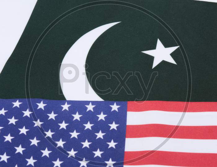 Flag Of Pakistan And Usa On Isolated Background