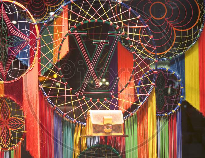 Colorful Window Display Of Louis Vuitton Store In Lugano