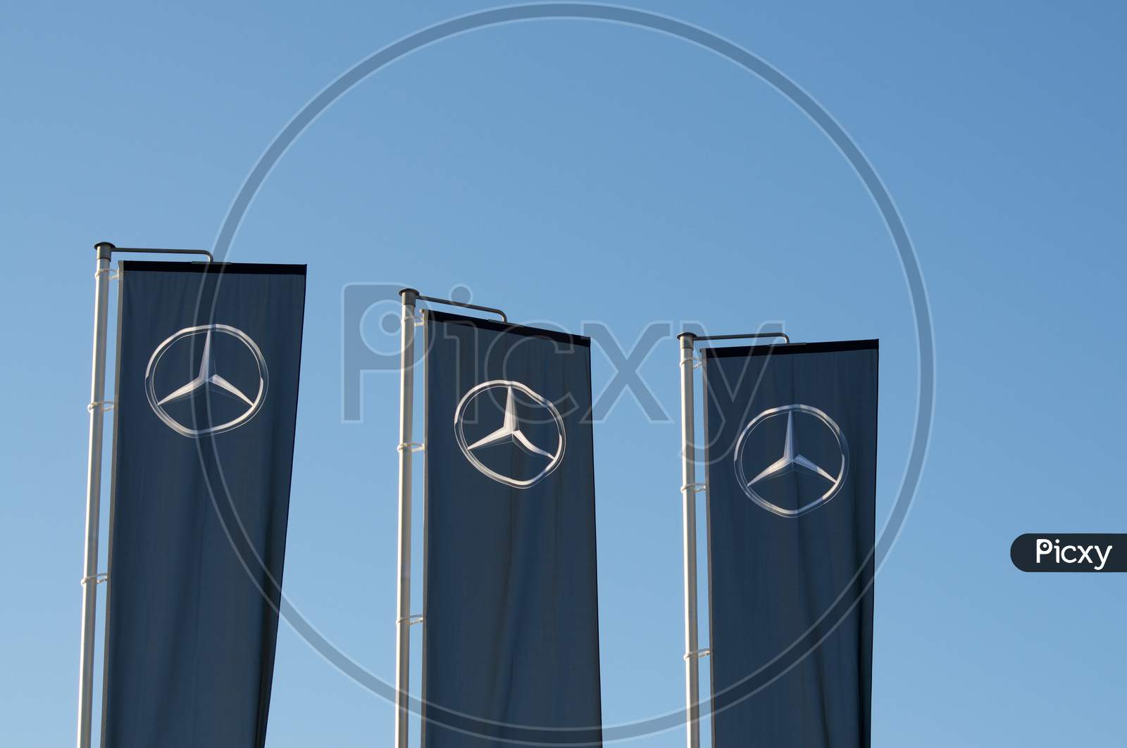 Three Flags Of Mercedes Benz