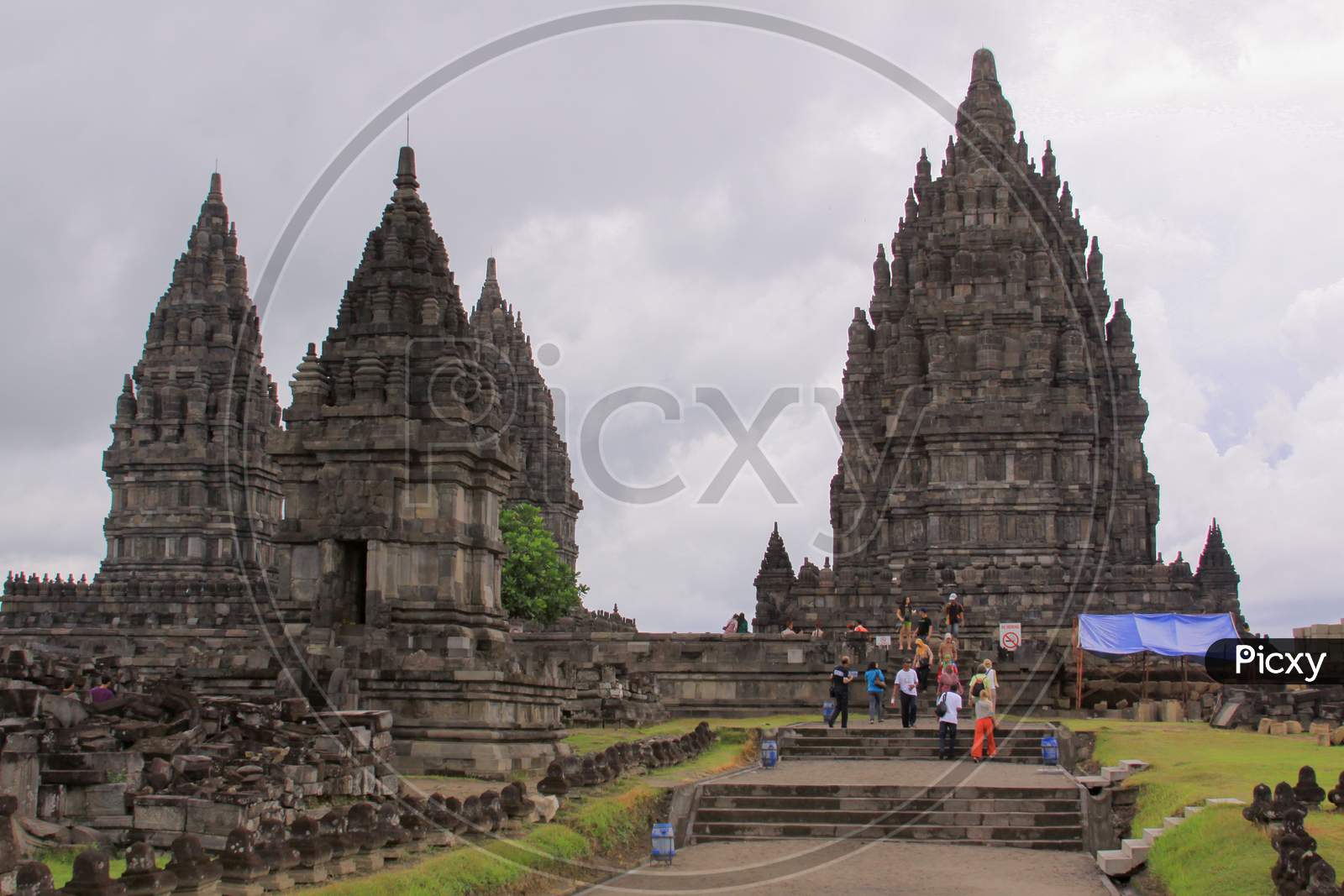 Tourists At Famous Prambanan Hindu Temple, Java