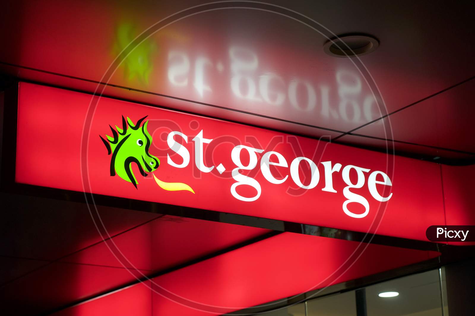 Illuminated St. George Bank Logo