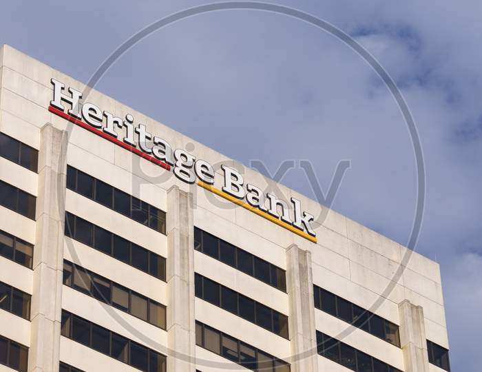 Heritage Bank Sign On Building
