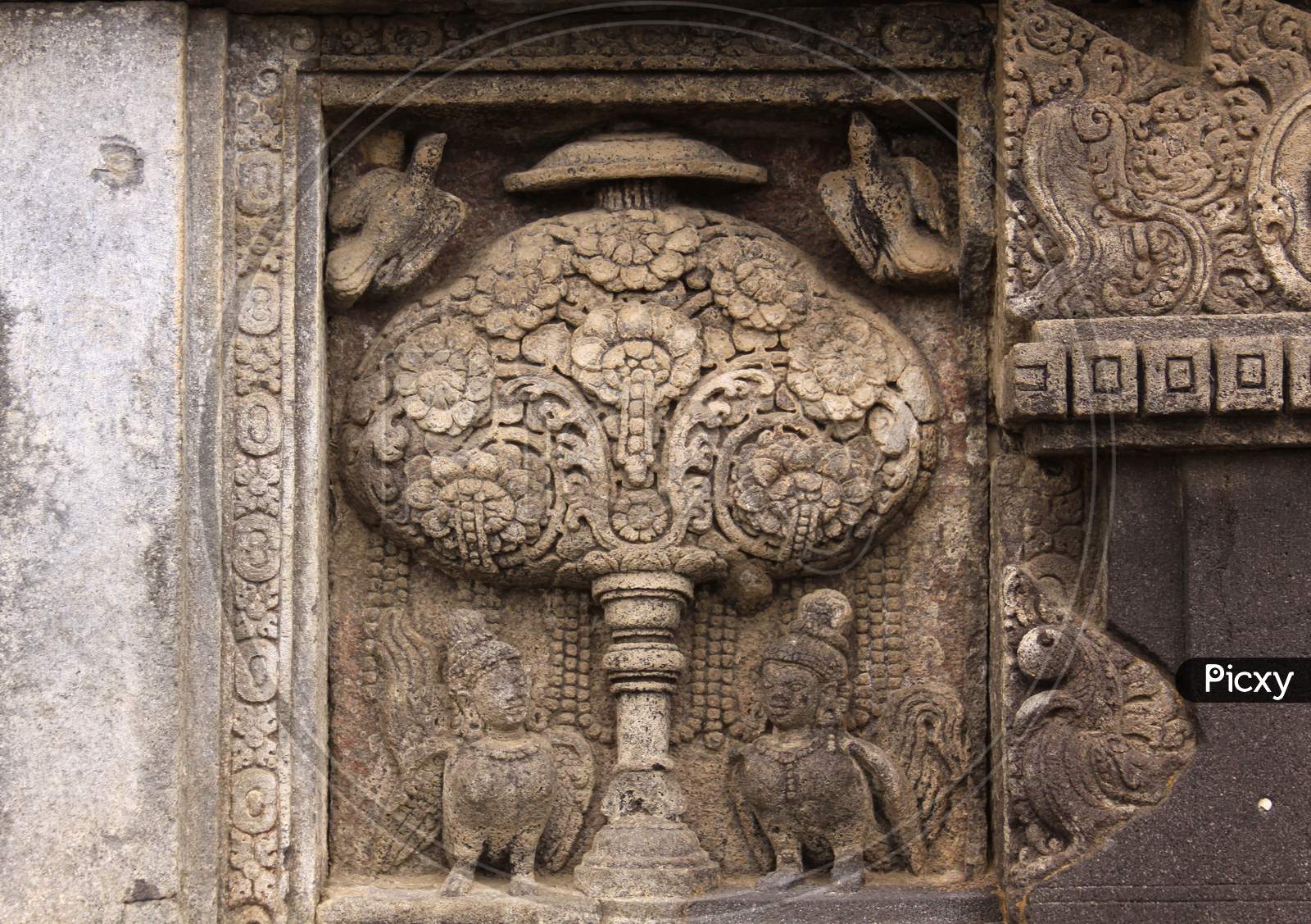 Hindu Motif Sculpture At Prambanan Hindu Temple