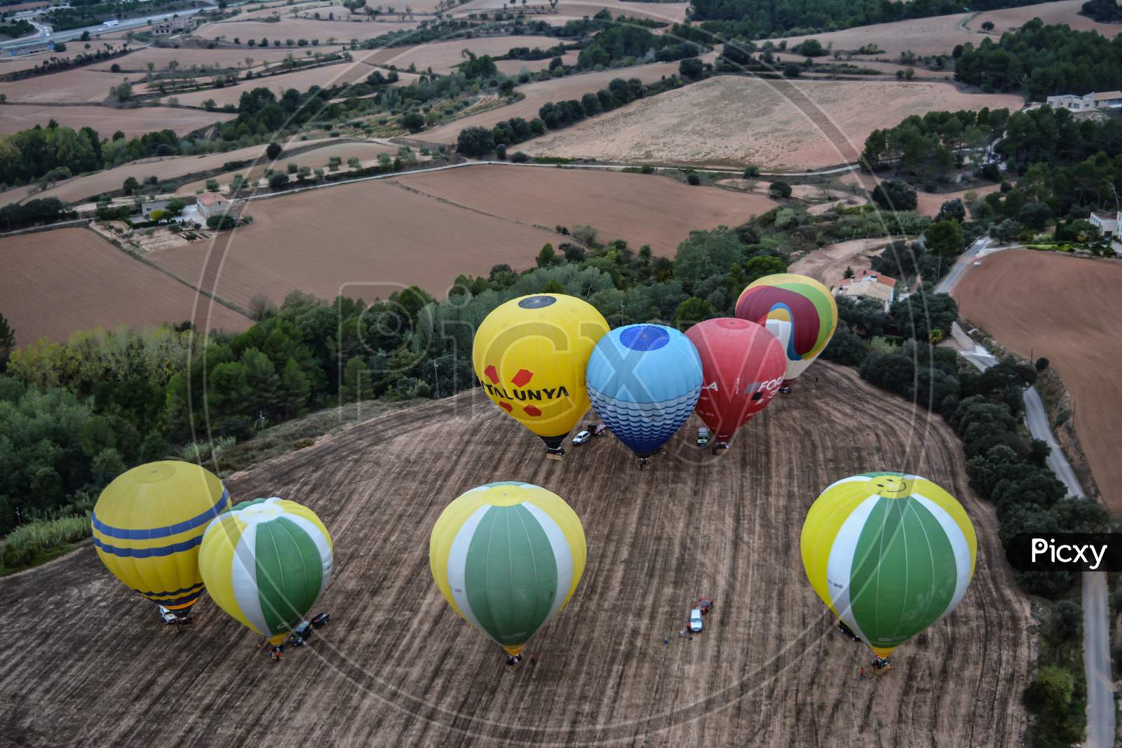 Hot Air Balloon In Barcelona, Spain.