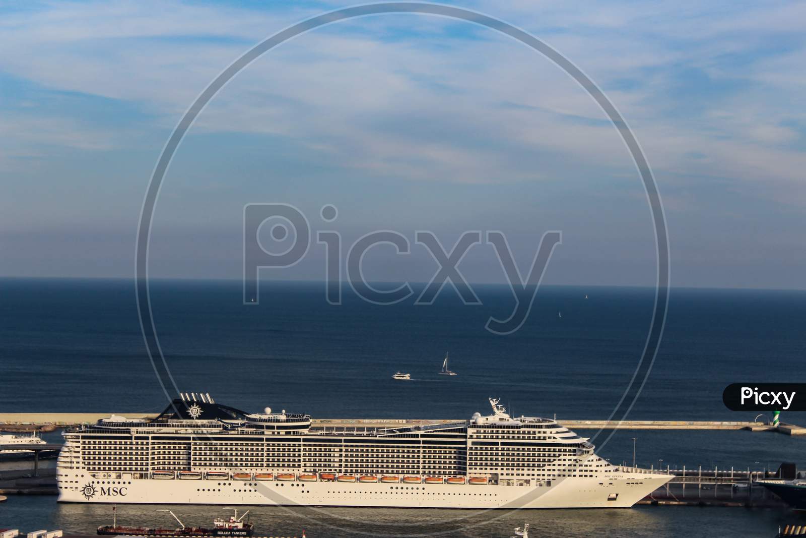 The Cruise Port Of Barcelona, Spain.