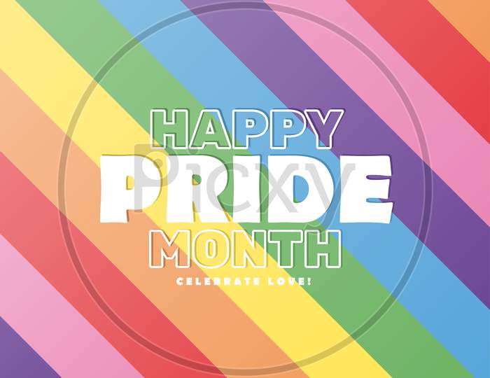 Happy Pride Month Colorful Background Poster, Vector Illustration