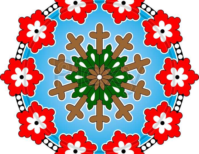 Mandala Ethnic Flower Round Design