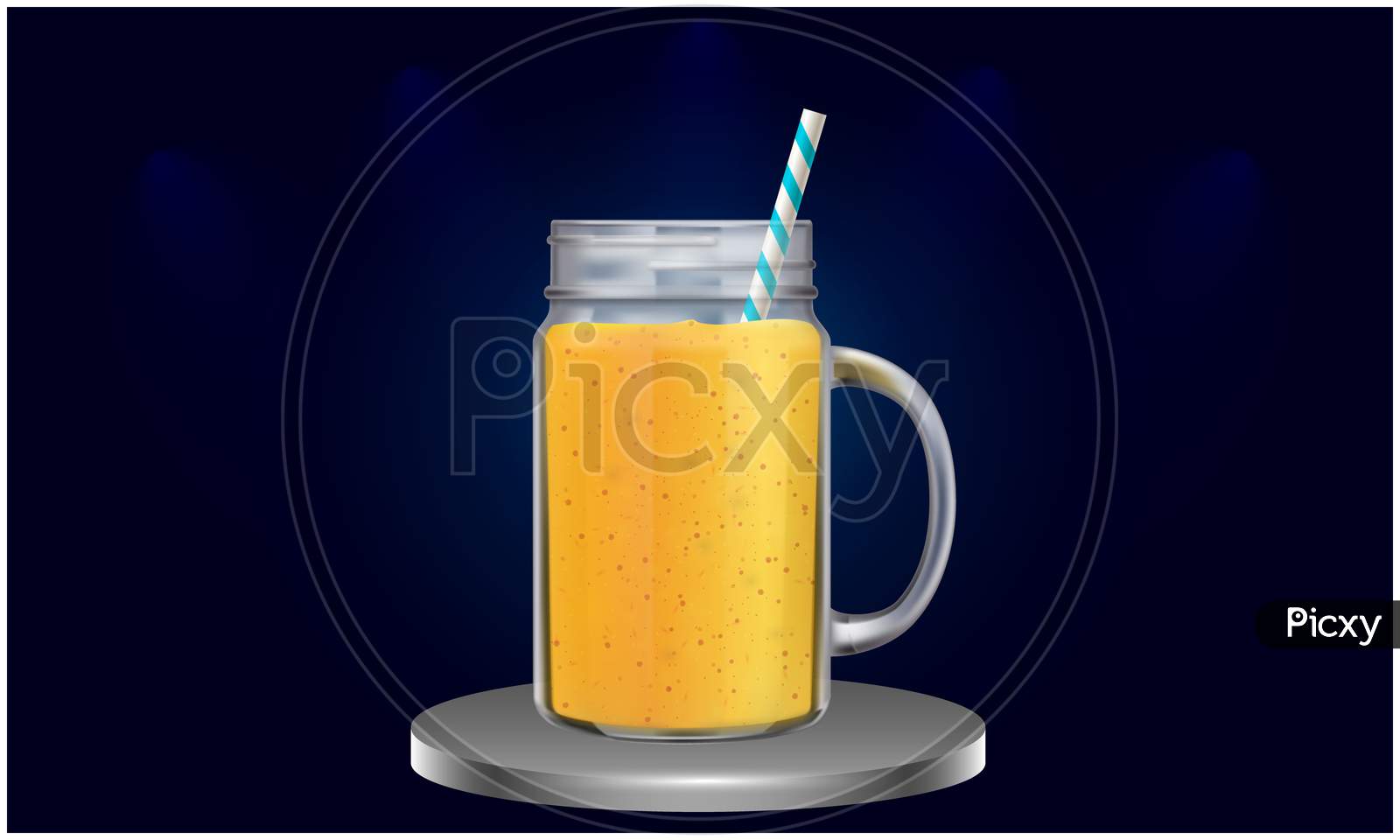 Mock Up Illustration Of Juice Mug On Podium