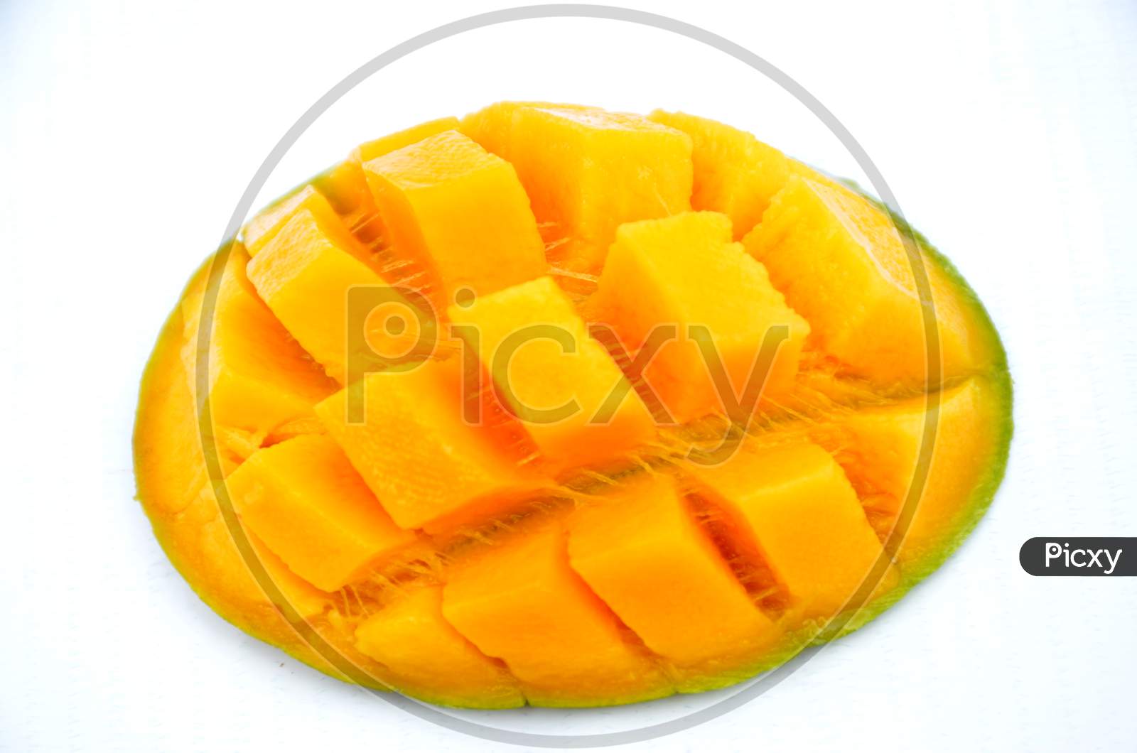 sliced mango isolated on white background.