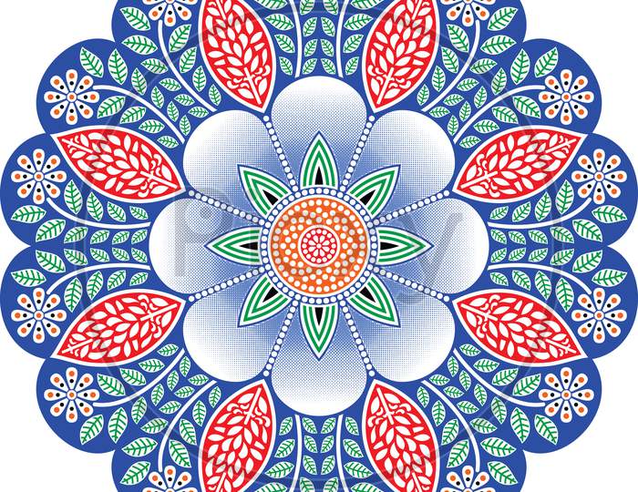 Colorful Vector Seamless Mandala Ethnic Dot Painting Round Design
