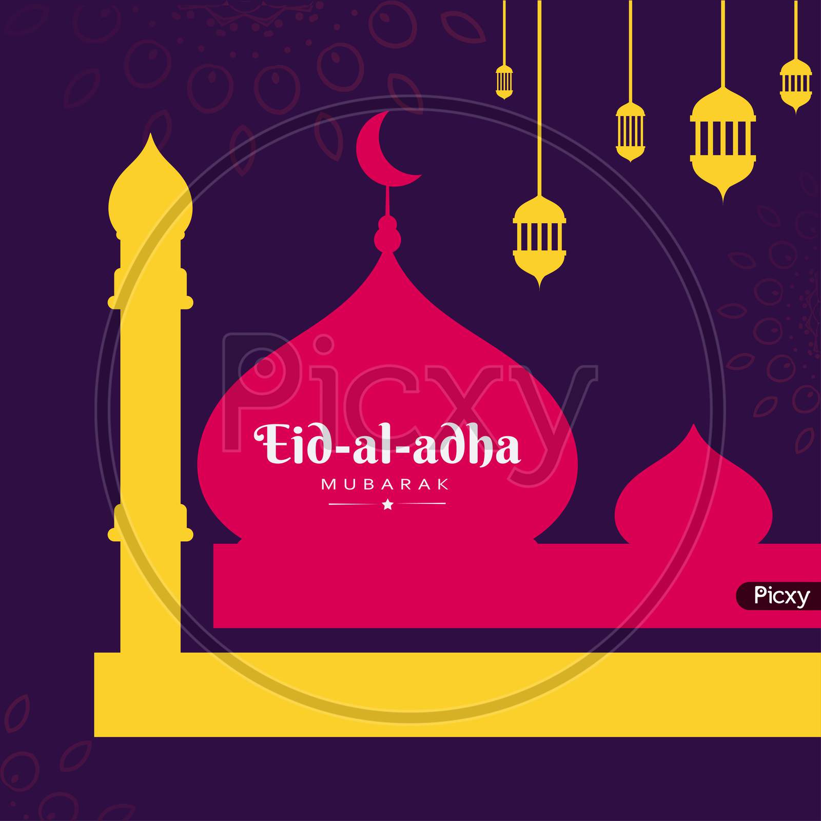 Eid Al Adha Mubarak Greeting Wish Poster, Card, Vector Illustration
