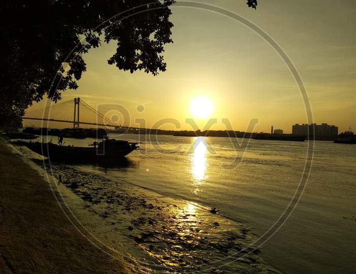 Sunrise on Hooghly River Bank