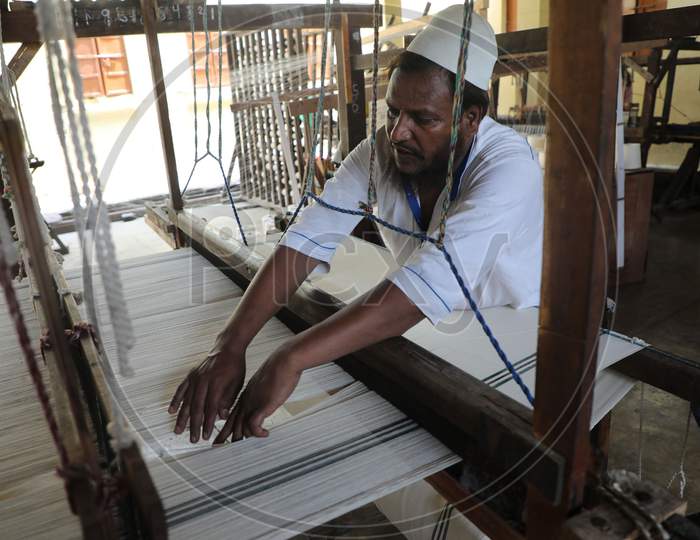 An inmate is seen working at the district jail in Amphalla, Jammu