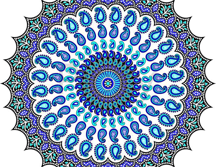 Colorful Vector Seamless Mandala Ethnic Paisley Round Design