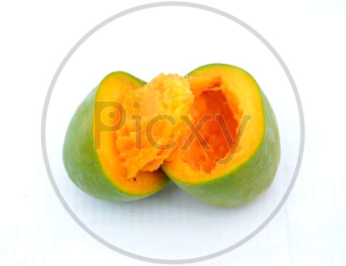 slice mango isolated on white background.