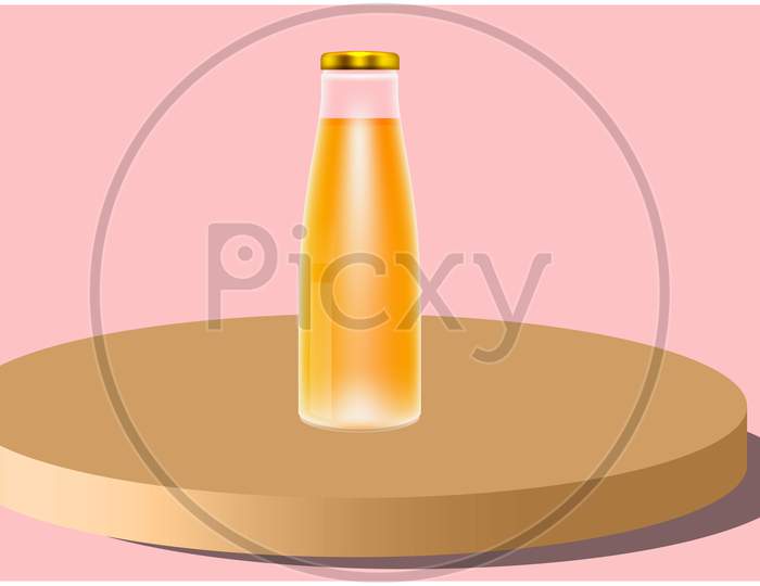 Mock Up Illustration Of Juice Bottle On Podium