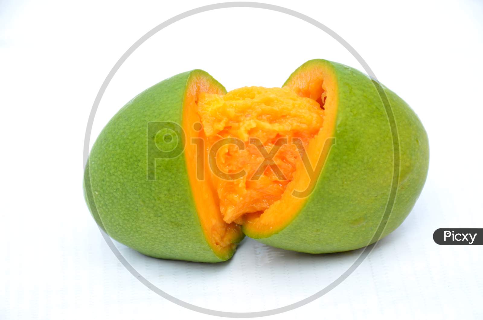 slice mango isolated on white background