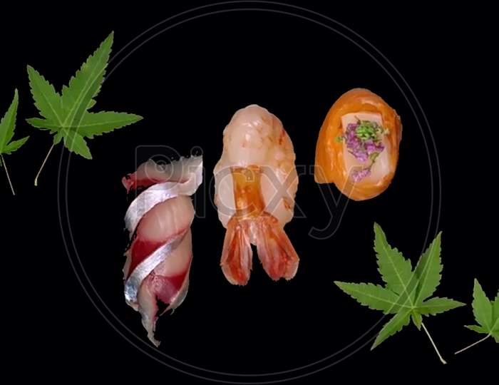 Set of sushi food