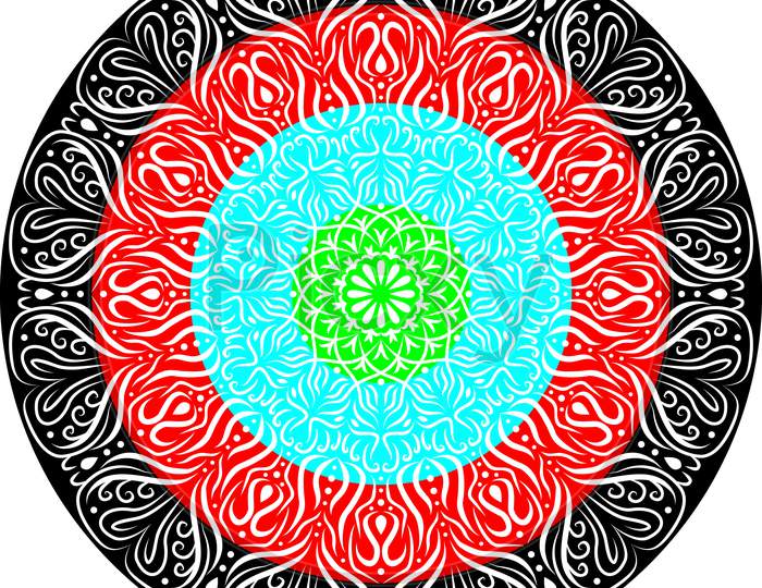 Colorful Vector Seamless Mandala Ethnic Round Design