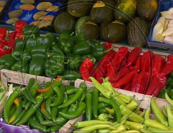 vegetables on market stall