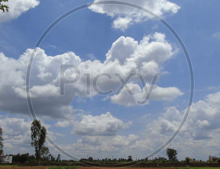 Cloudy sky above the agriculture land