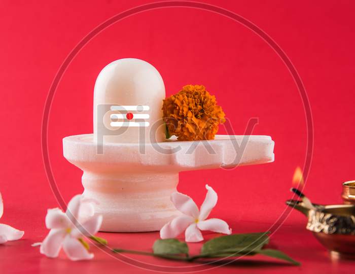 Image Of Maha Shivaratri Concept With Shiva Linga And Flowers With Haldi Kumkum Ab Picxy