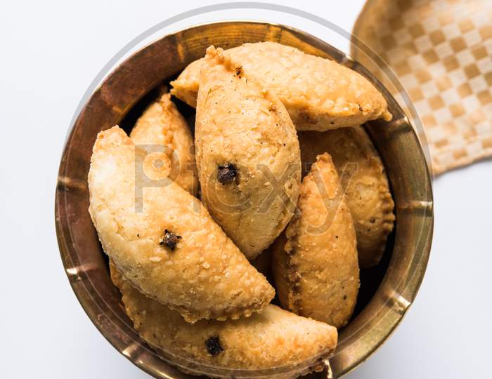 Sweet Karnaji or gujia made during Diwali festival