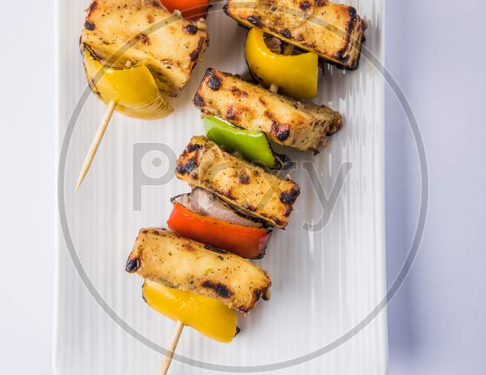 Malai Paneer Tikka Kabab made in Barbeque or tandoor