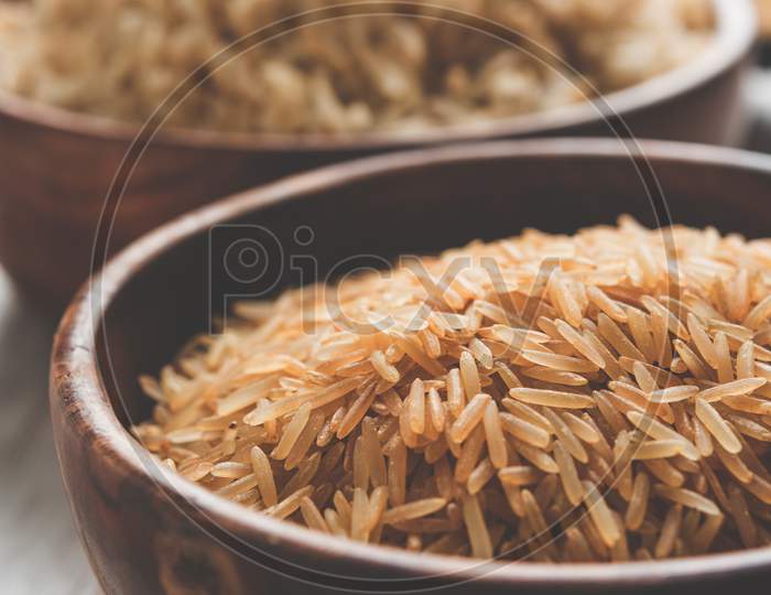 brown basmati rice raw and cooked