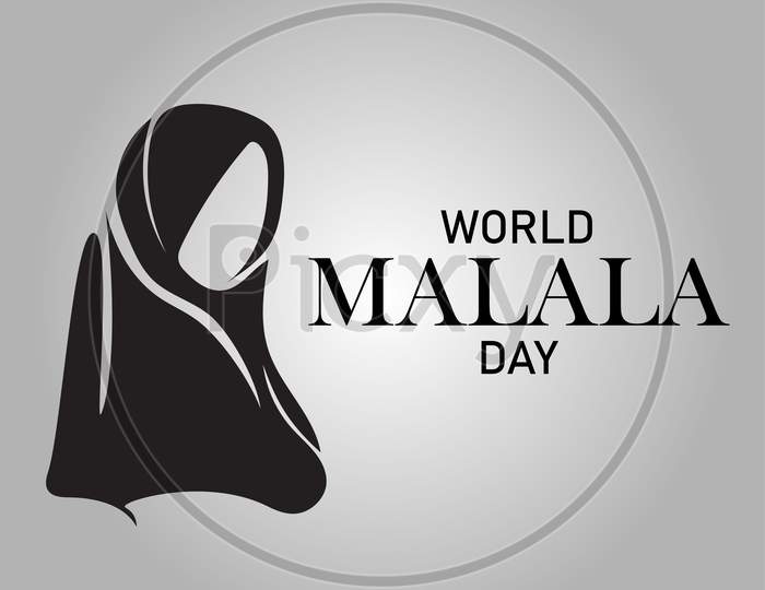 World Malala Day, 12Th July, Malala Yousafzai, Black And White, Poster, Illustration Vector