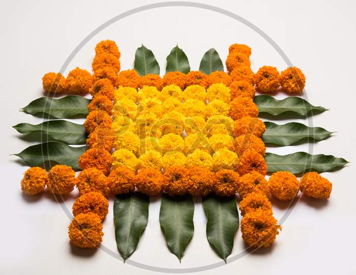 Flower Rangoli for Diwali or Pongal or Onam Festival