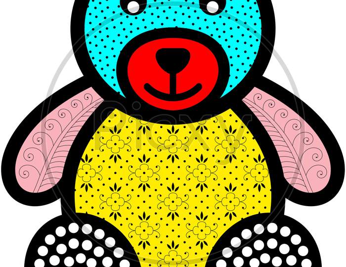 Teddy Bear Colorful Vector Illustration