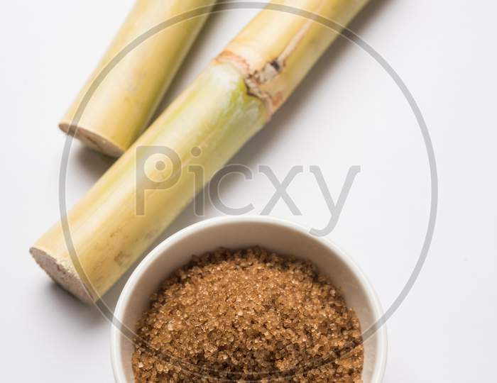 brown Sugar with cane, selective focus