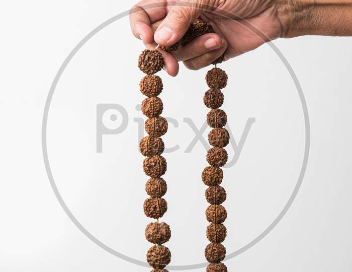 Meditation with rudraksha mala or rosary beads