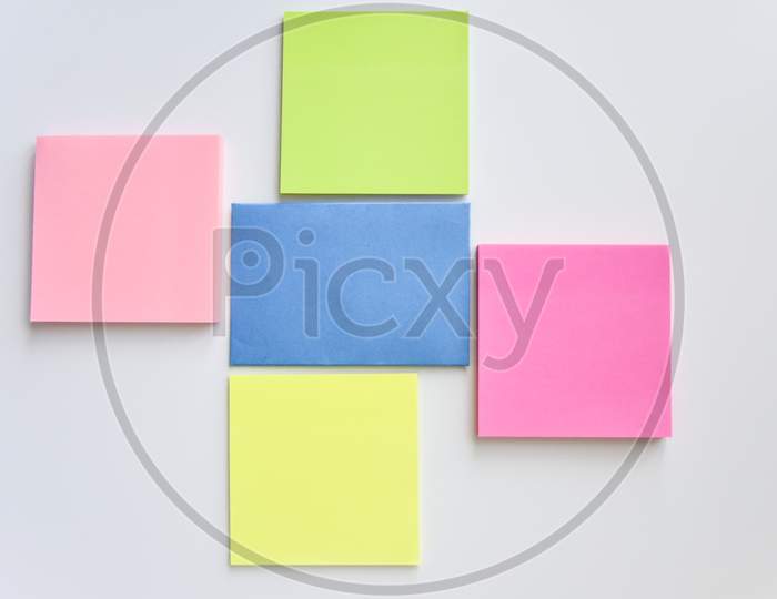 Selective Focus, Colorful Square Blocks And Blue Rectangle In The Center