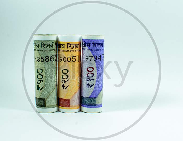 New banknote of India with a denomination of 2000,100,50,200 500 rupees.Two Thousand, Five Hundred and Two Hundred New Indian currency