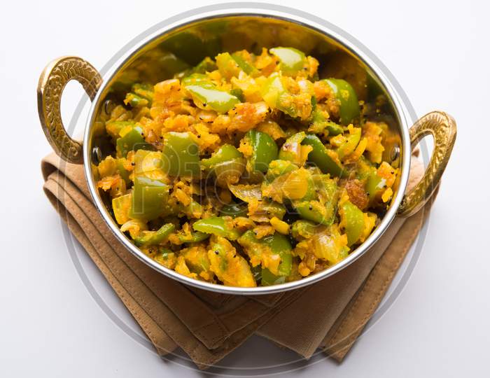 Shimla Mirch sabzi/ Bhaji or Spicy Capsicum dry vegetable recipe
