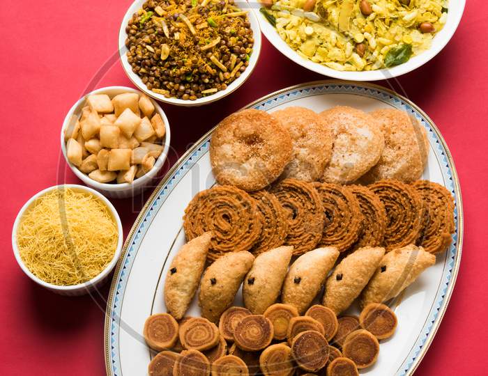 Diwali food /snacks / sweets, selective focus