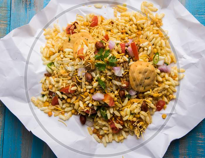 Bhel Puri chat in paper plate