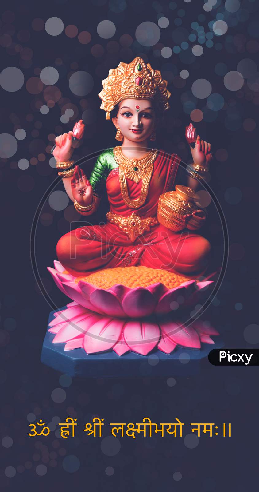 Beautiful Clay Idol of Hindu Goddess Lakshmi OR Laxmi, selective focus