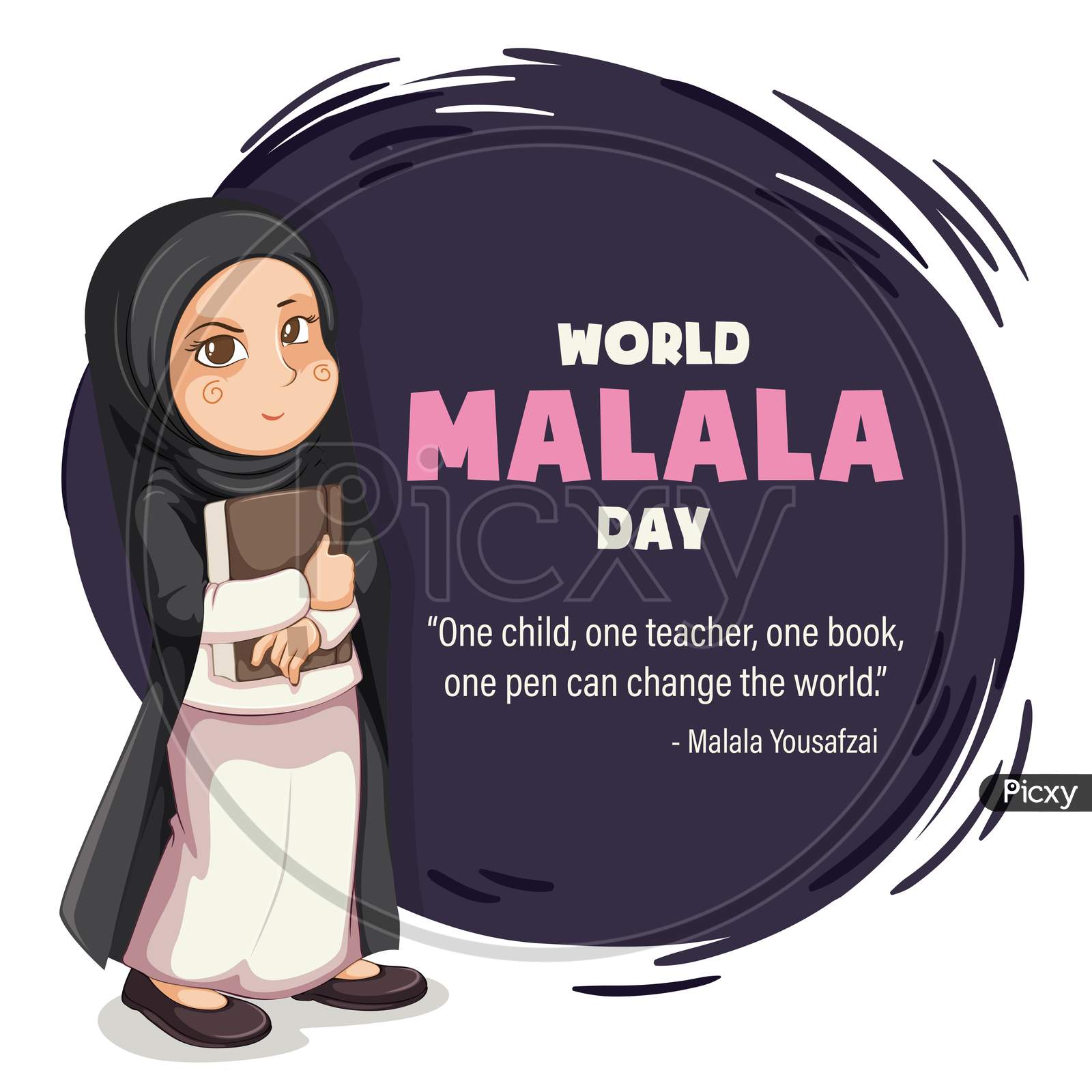 World Malala Day, 12Th July, Malala Yousafzai Quote, Women Education, Illustration Vector