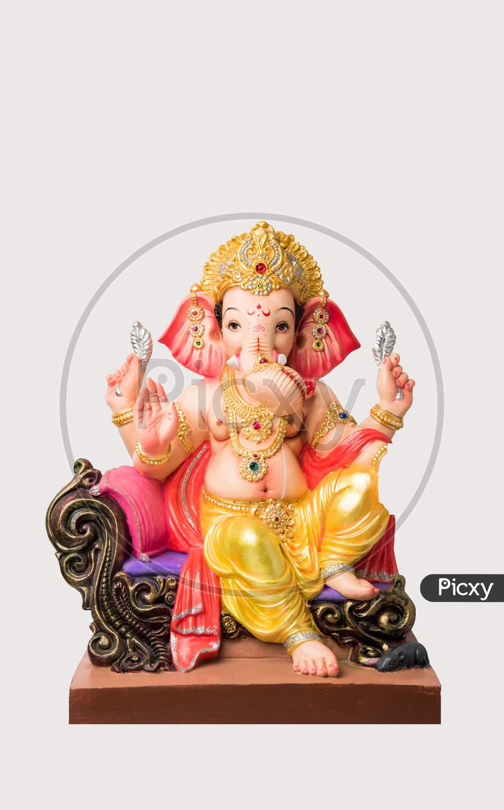 Happy Ganesh Chaturthi greeting card using photograph of Lord ganapati Idol